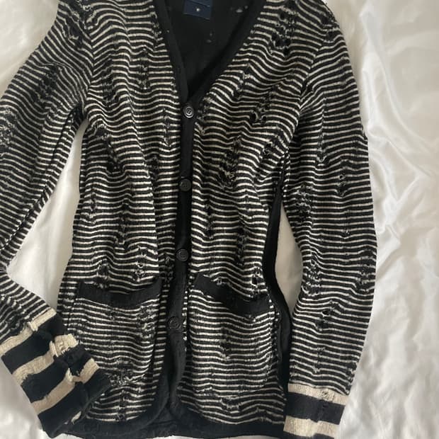 빈티지 mihara yasuhiro 데미지 스트라이프 가디건 니트