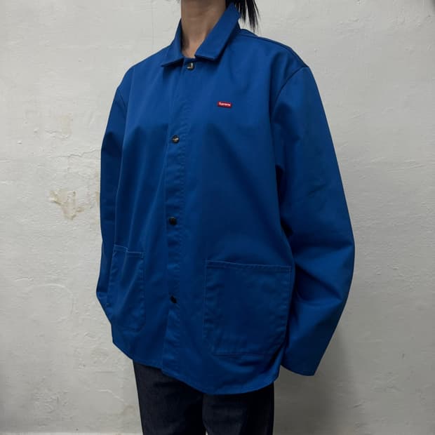 슈프림(SUPREME) 19ss 블루 스몰박스 로고 스냅 프론트 자켓