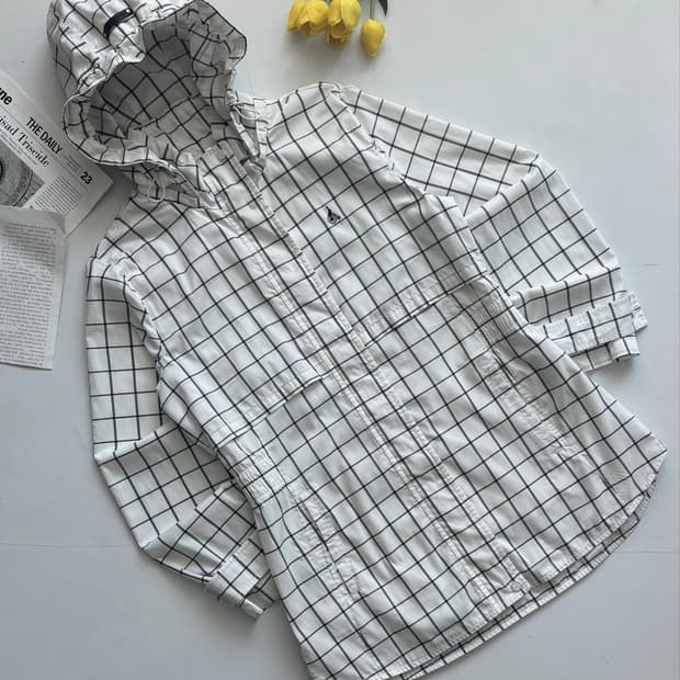Bean Pole 빈폴 화이트 그리드 체크 바람막이