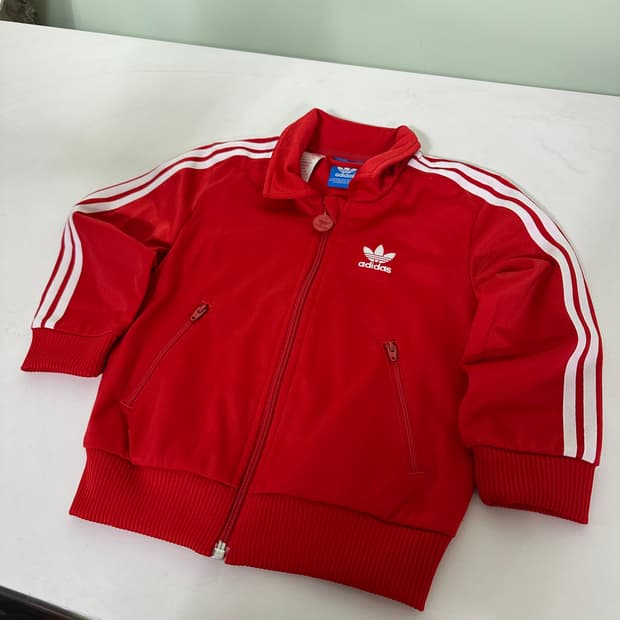2-3Y 아디다스키즈 레드 불꽃로고 파이어버드 트랙탑 집업져지