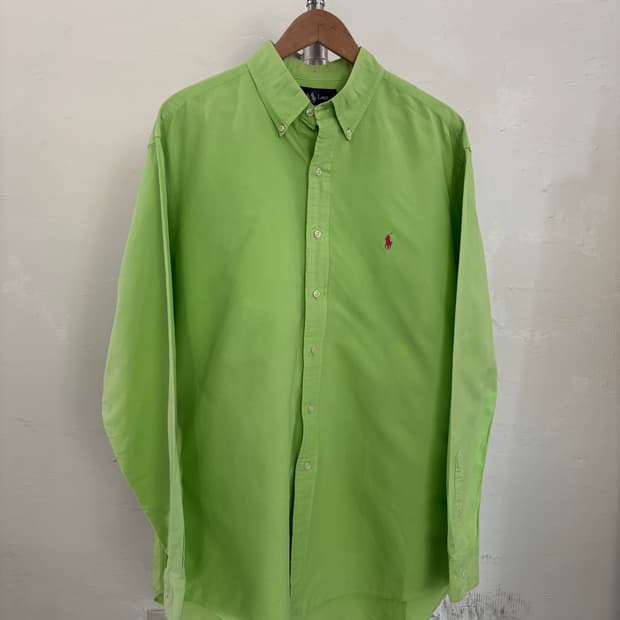 Polo 폴로 랄프로렌 네온그린 옥스포드 오버사이즈 셔츠
