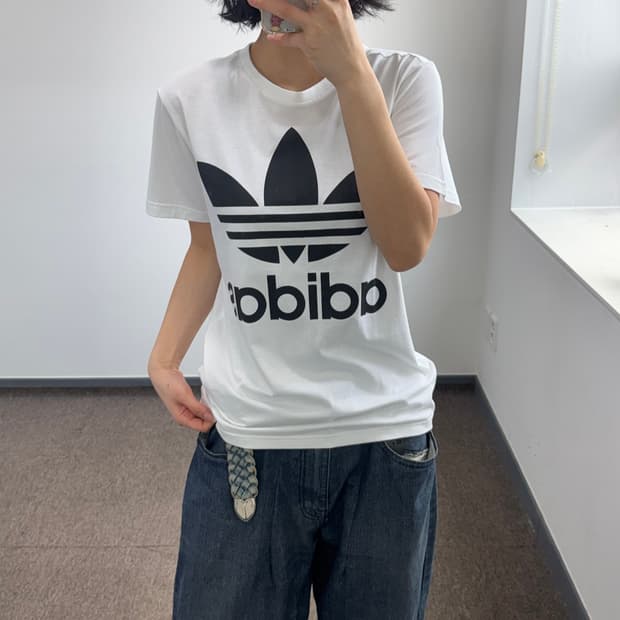 Adidas 아디다스 빅 파이어로고 화이트 반팔