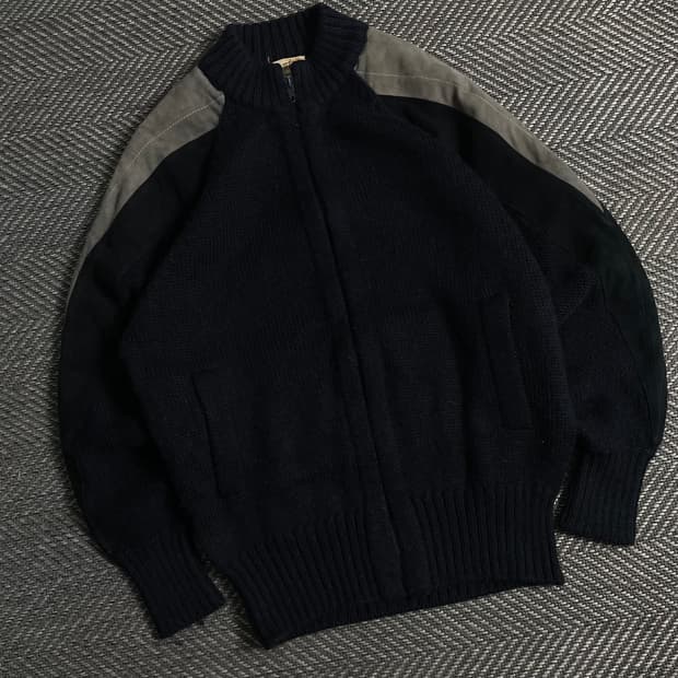 샹탈 빈티지 코만도 디테일 니트 집업 자켓y 3711