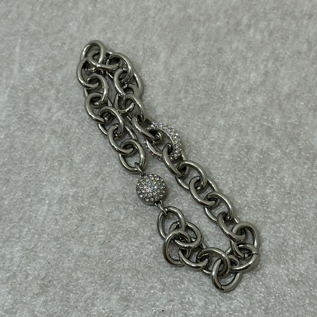 스와로브스키 실버 크리스탈 체인 팔찌