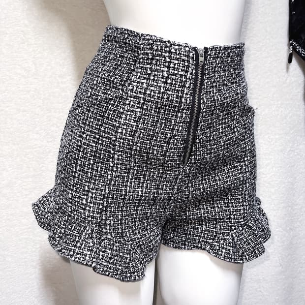 트위드 프릴 하이웨스트 반바지 숏팬츠 로맨틱갸루 로걀 오네 히메 양산형