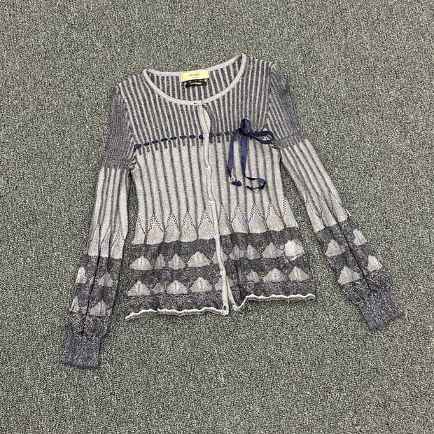 9)Japanese vintage 여성 레이스 패턴 그런지 가디건