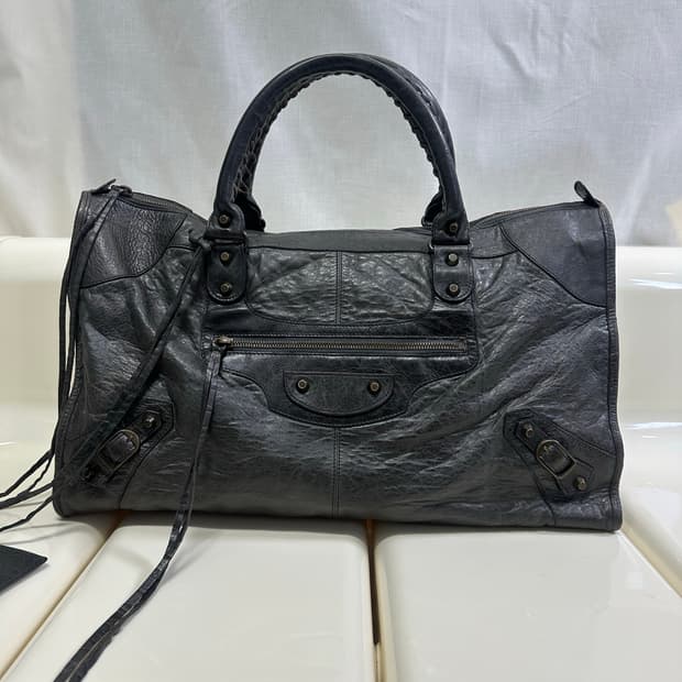 [A 정품] 발렌시아가 시티 모터백 라지 다크그레이