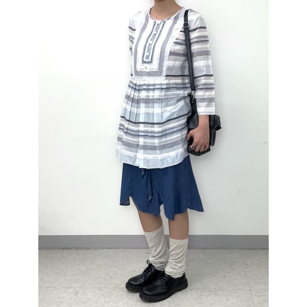 빈티지 데님 미디 스커트
