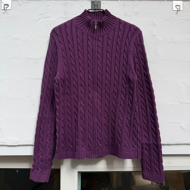 L.L.Bean 퍼플 코튼 니트 집업 XS