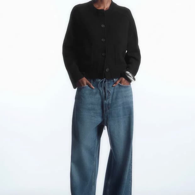 코스 크루넥 울 가디건 블랙