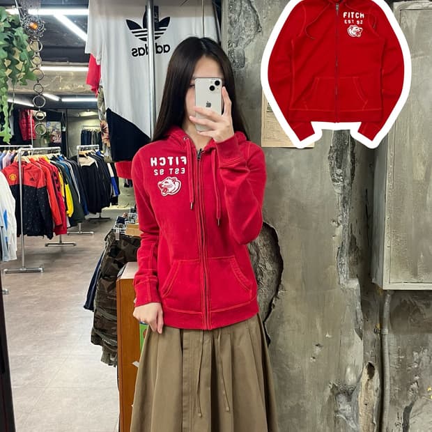 아베크롬비 후드집업 레드 S #csz1658