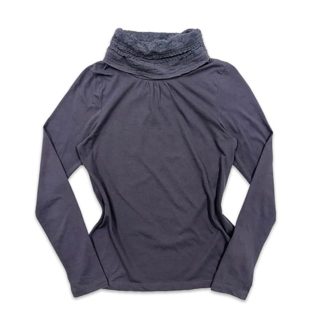 빈티지 퍼플 레이스 레이어드 긴팔티