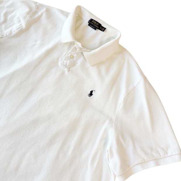 폴로 랄프로렌 화이트 네이비 로고 카라티 XXL