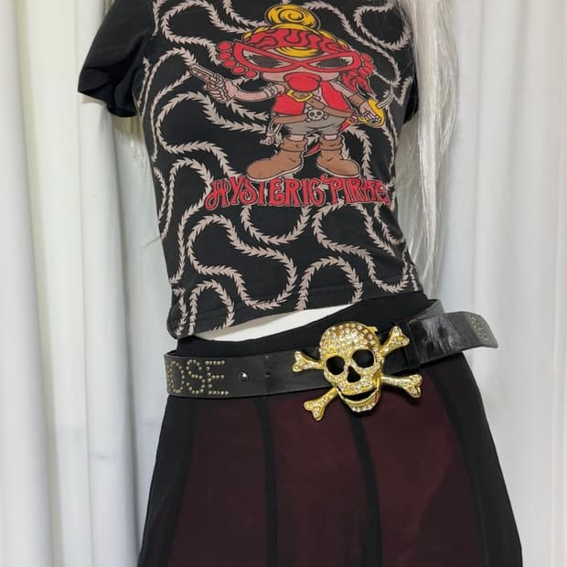 펑크 skull rose belt