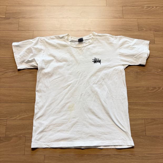 00s 스투시 화이트 티셔츠 usa made