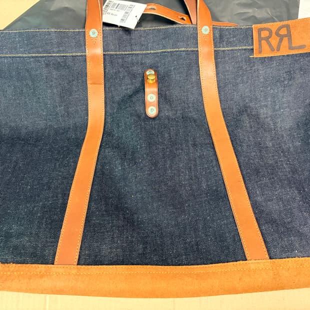 RRL 더블알엘 레더 트림 데님 토트 인디고