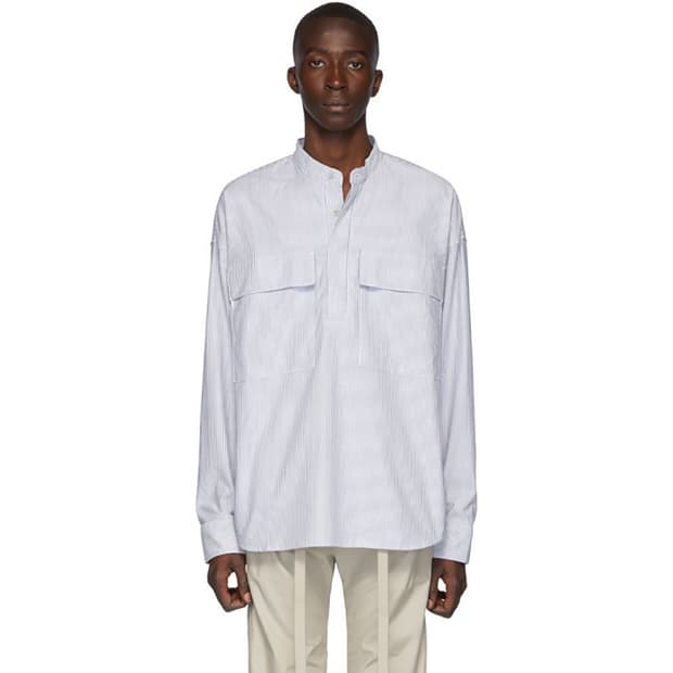 [XS] 피어오브갓 6th 그레이 스트라이프 풀오버 헨리 셔츠