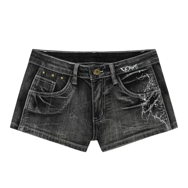 길라 아카이브 타투 그래픽 데님 숏츠 그레이 (s)