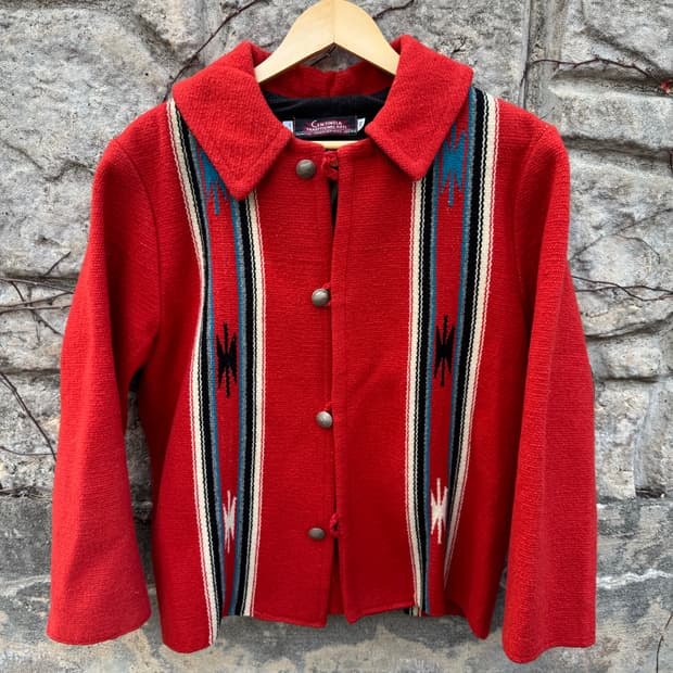 센티넬라 빈티지 핸드 우븐 울 웨스턴 네이티브 치마요 자켓 