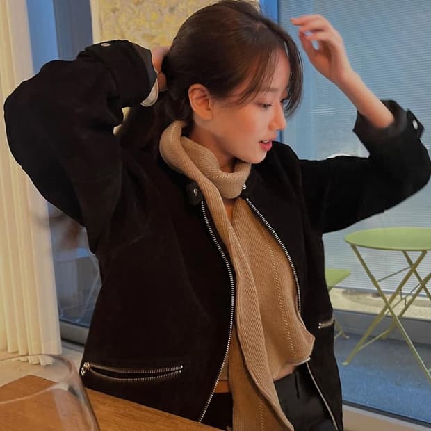 마뗑킴 스웨이드 봄버자켓