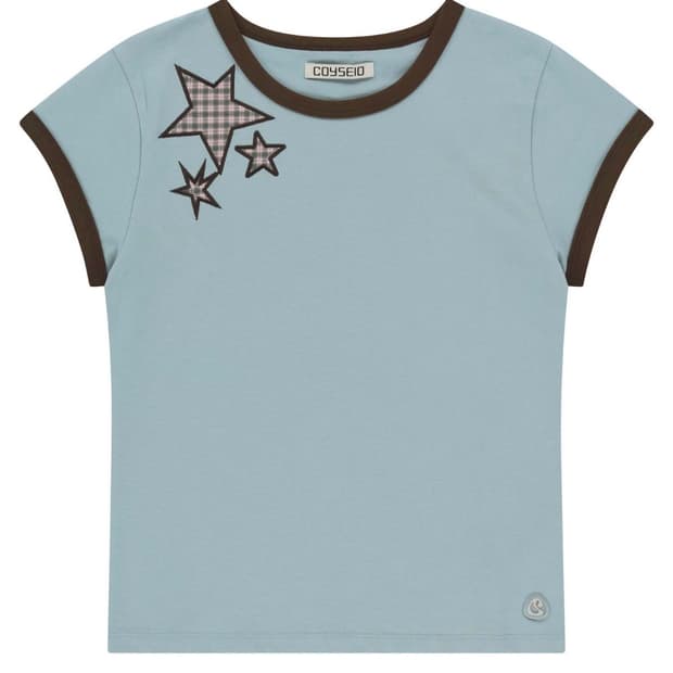 코이세이오 TRIPLE STAR RINGER TEE PASTEL BLUE
