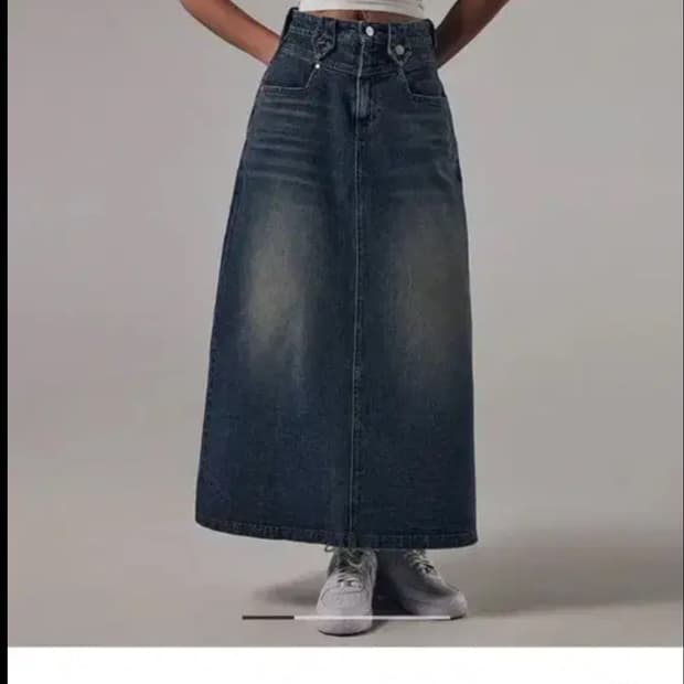 트리밍버드 프론트 요크 데님 롱스커트 1사이즈