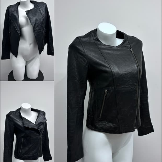 사선 지퍼 램스킨 자켓