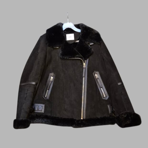 여성-55size 블랙 스웨이드 무스탕자켓 