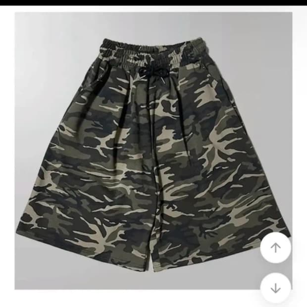 루크온 카모 와이드 버뮤다 밴딩 팬츠 카키