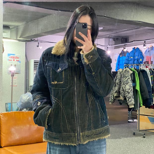 버커루 빈티지 코로듀이 무스탕 데님 자켓 B3530