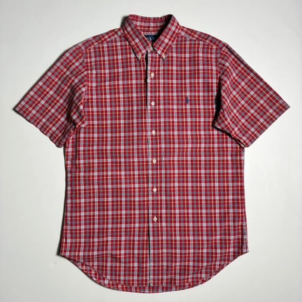 폴로 랄프로렌 클래식핏 체크 버튼다운 반팔 셔츠 R2988