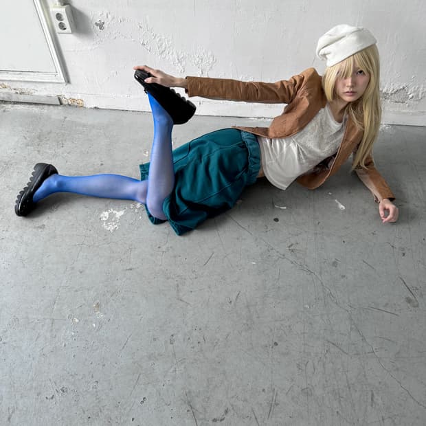 Teal green sweat midi skirt