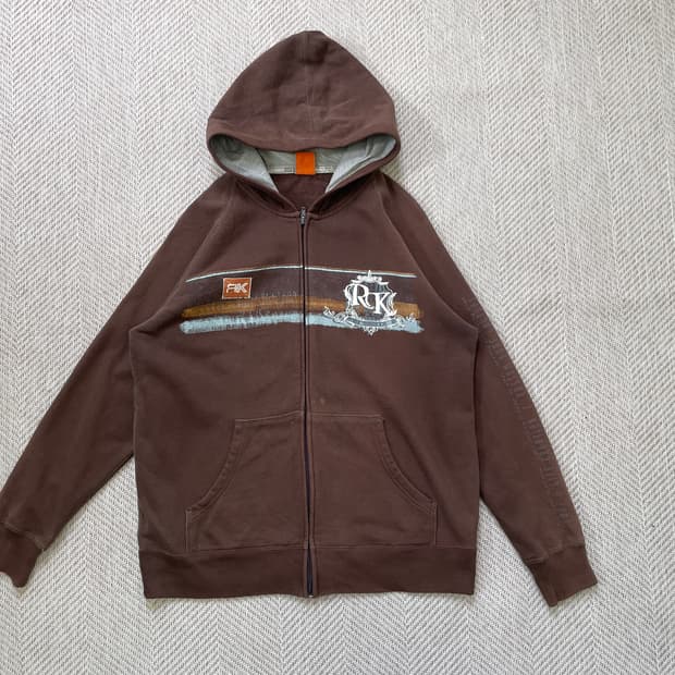 빈티지 y2k Russ.K 브라운 후드집업 