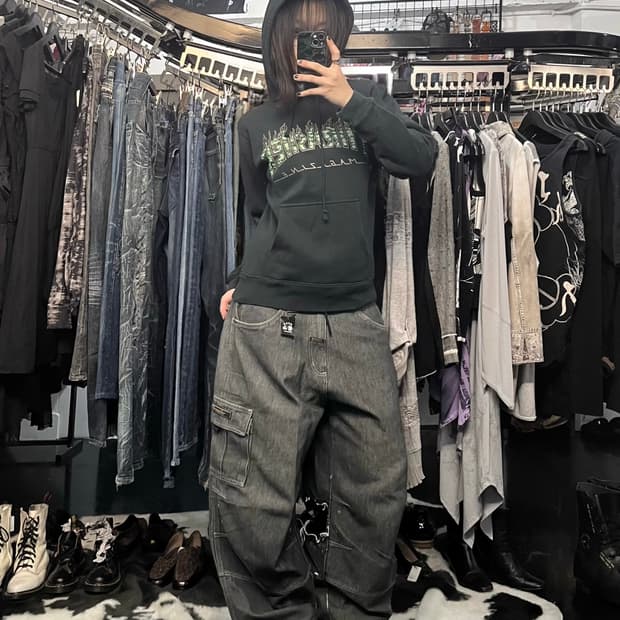 트래셔 프린팅 후드티