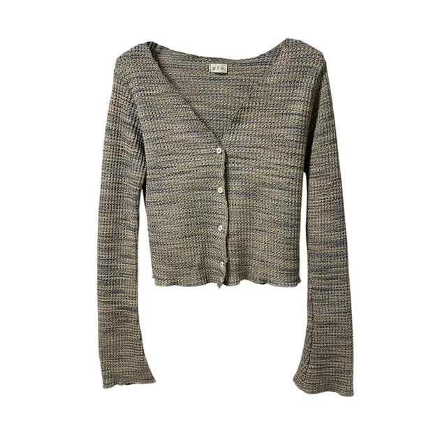 Mixed Knit Button Cardigan