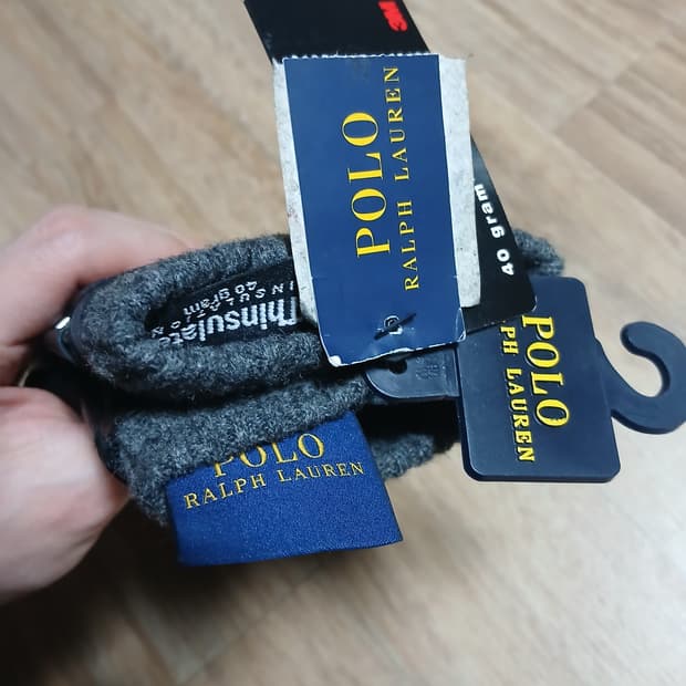 택붙은 미사용 폴로랄프로렌 가죽 퀄팅 장갑