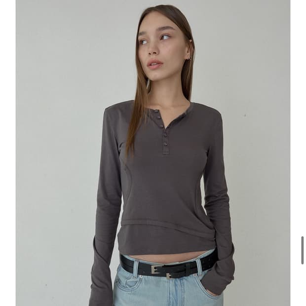 오데스 더블 레이어컷 긴소매 티셔츠