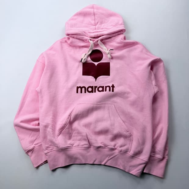 이자벨마랑 벨벳로고 연핑크 후드티셔츠