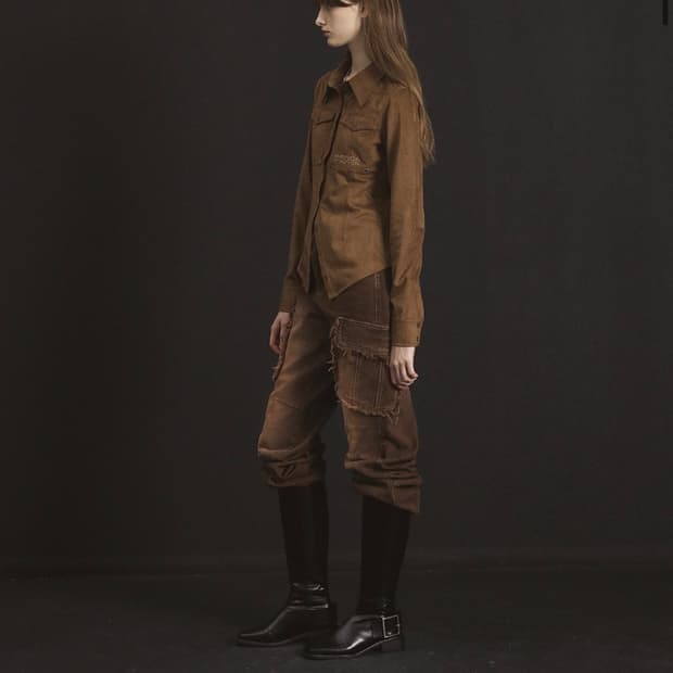 프렌다 FRAYED POCKET 데님팬츠 다크브라운