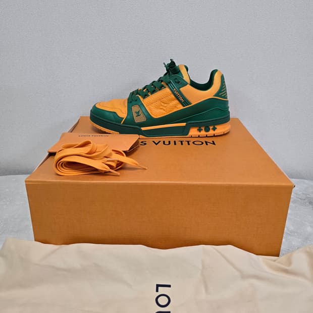 루이비통 트레이너 스니커즈 신발 6사이즈 250 255 그린 오렌지 판매