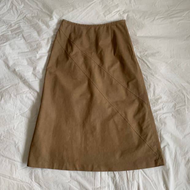카멜 스웨이드 스커트