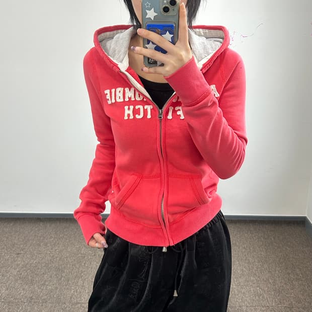 Abercrombie 아베크롬비 스펠아웃로고 레드 후드집업