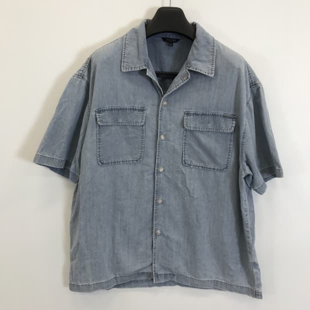 게스 GUESS 오픈카라 은장 워시드데님셔츠 [XL]
