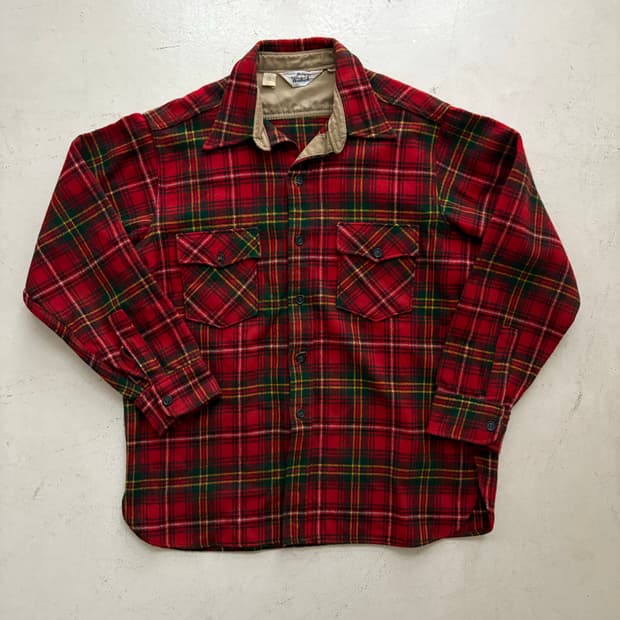 80-90's Old Woolrich wool Work Shirt.
