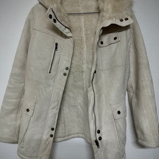 comme ca ism 아이보리 퍼 후드 파카