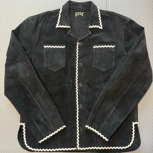 (L/XL) BODE 보디 Rick Rack 100% 스웨이드 자켓