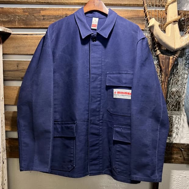 [L]90's Rofa사 빈티지 워싱 네이비 몰스킨 프렌치 워크 자켓