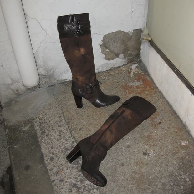 가죽 워터컬러 웨스턴 본 크라운 부츠