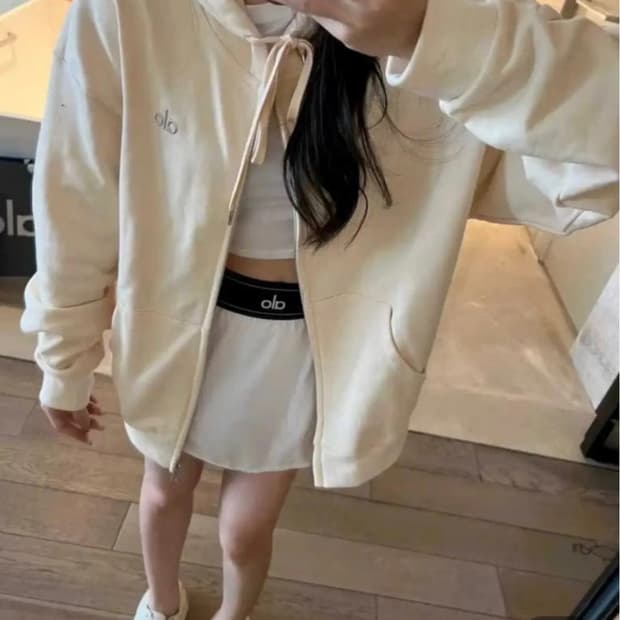 새상품 알로 요가 어콜레이드 풀집 후드집업 후디 아이보리 크림