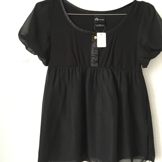 Henry neck puff blouse